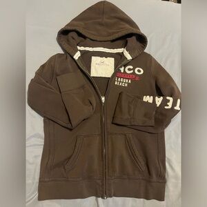 Girls brown Hollister zip up jacket (size L)